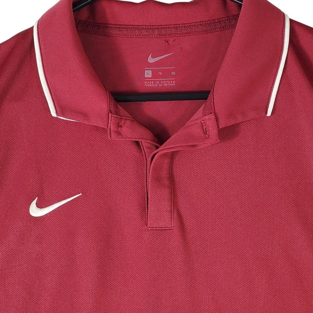 Nike Mens XL Polo Shirt Short Sleeve Red‎ White Tipped Collar Swoosh Golf Casual